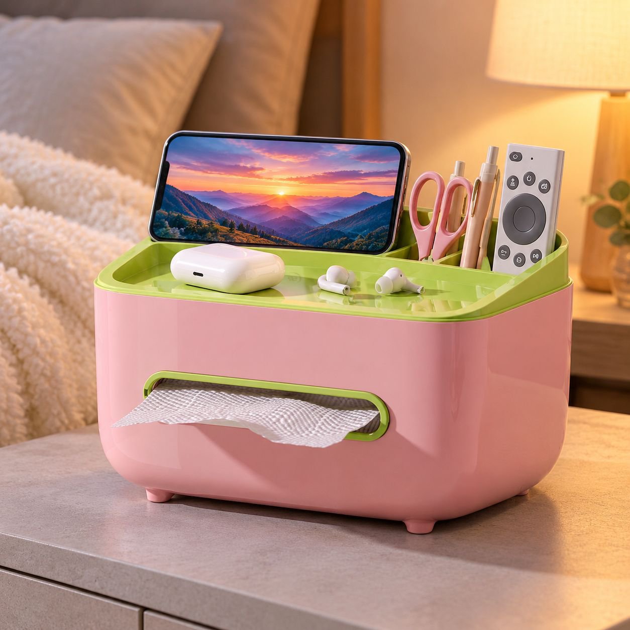 多機能リモコン収納付きティッシュケース