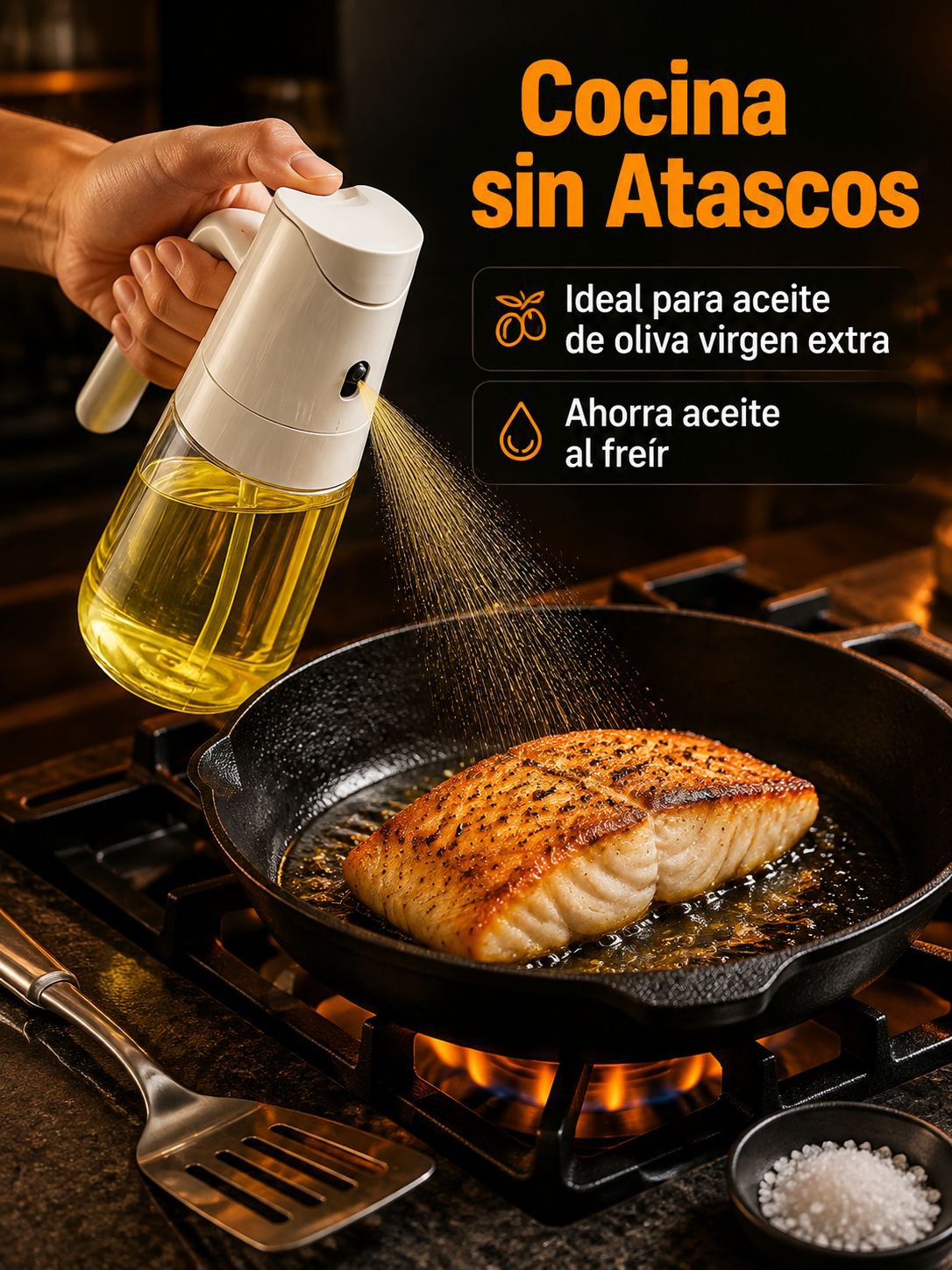 Botella de aceite con atomizador para cocina