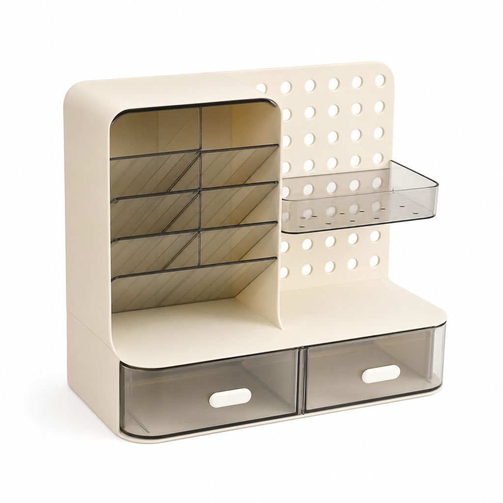 Caja de almacenamiento con soporte para bolígrafos inclinado, tablero con agujeros multifuncional cr