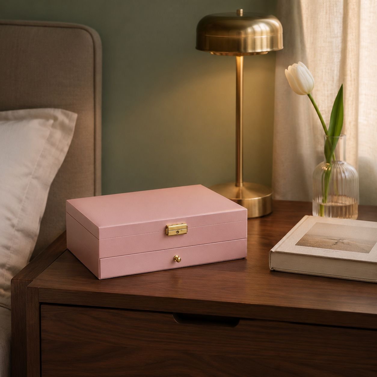 Compact jewelry organizer with lock for security