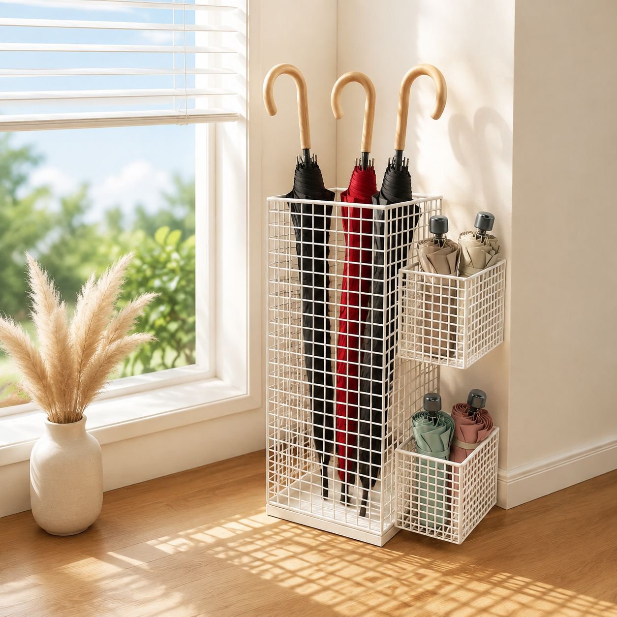 Sleek umbrella holder for organized hallways