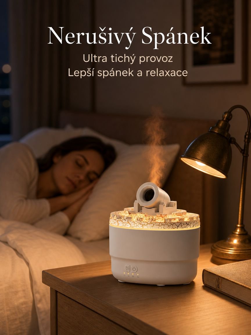 Automatický aroma difuzér s funkcí zvlhčování a rozptylování esenciálních olejů pro domácnost