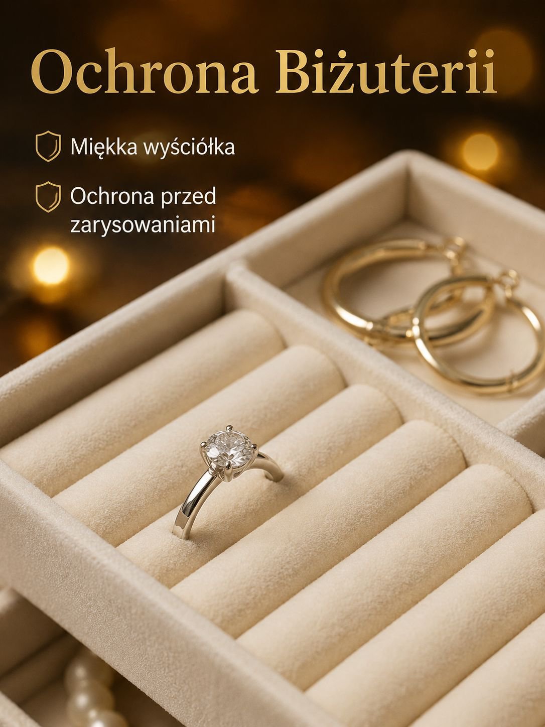 Wielopoziomowe pudełko na biżuterię, organizer na pierścionki, kolczyki, naszyjniki i bransoletki
