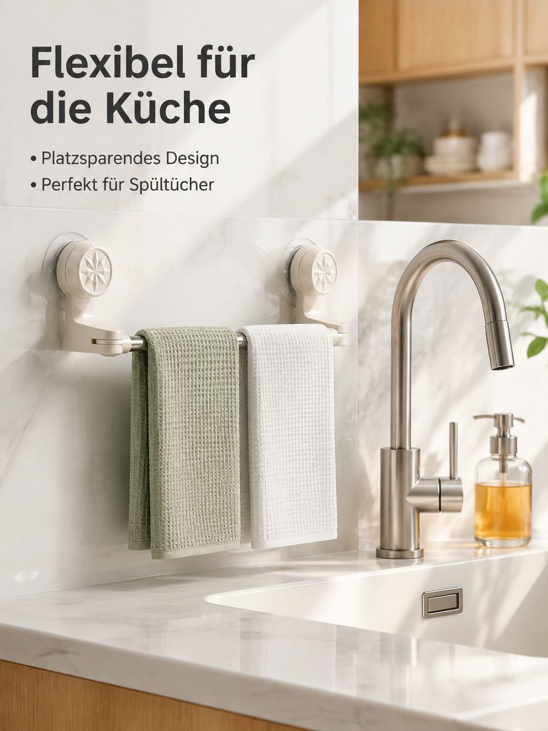 Bohrfreier Edelstahl-Handtuchhalter fürs Bad, ausziehbar, mit Hausschuhregal