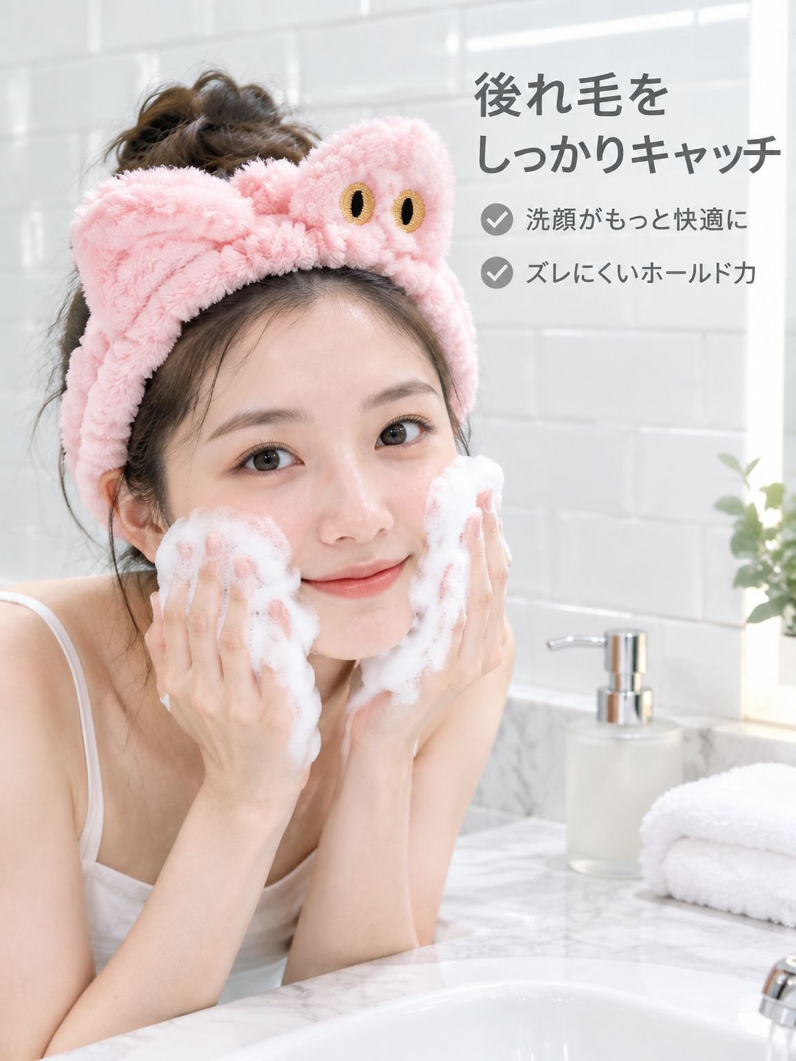 カートゥーン猫耳ヘアバンド 女性洗顔パック用ヘアアクセサリー