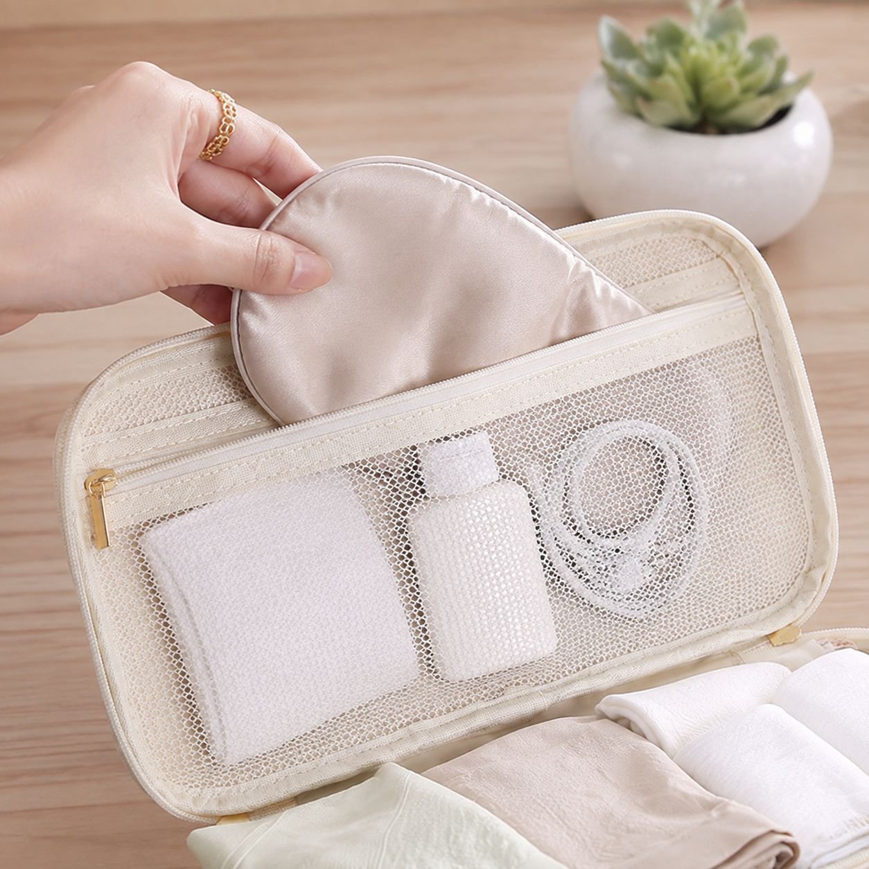 Multi-compartment storage bag organizing socks, underwear, and bras