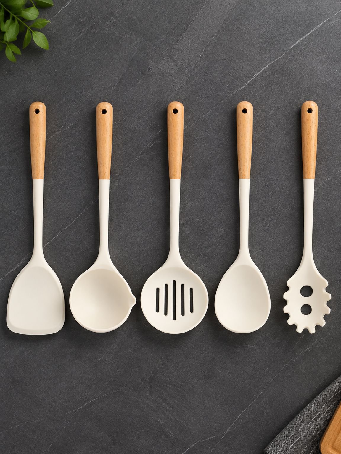 Komplettes Silikon-Kochgeschirr Set (Pfannenwender & Suppenkelle)