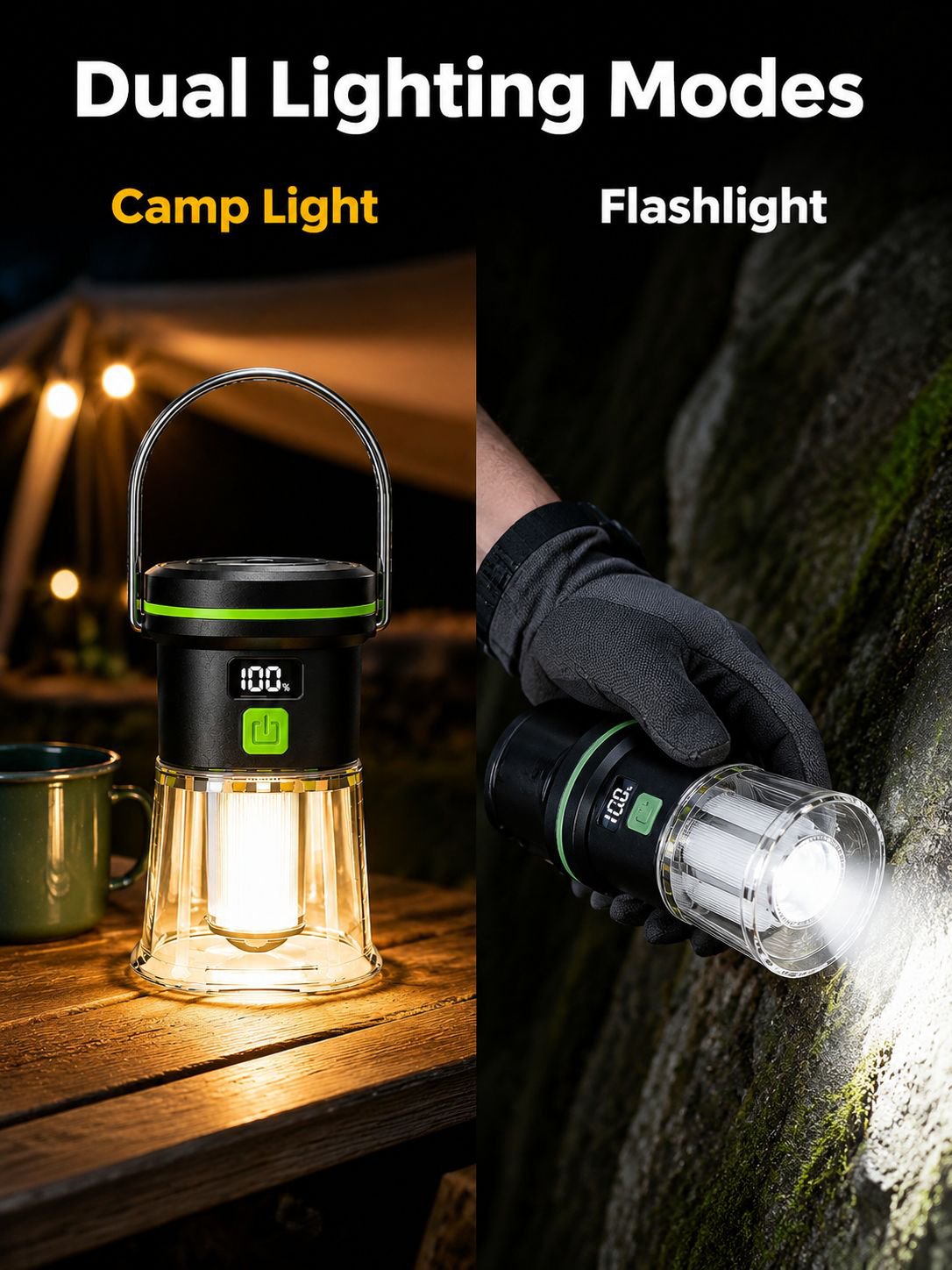 New portable outdoor camping light, USB rechargeable camping light, handheld camping light, recharge