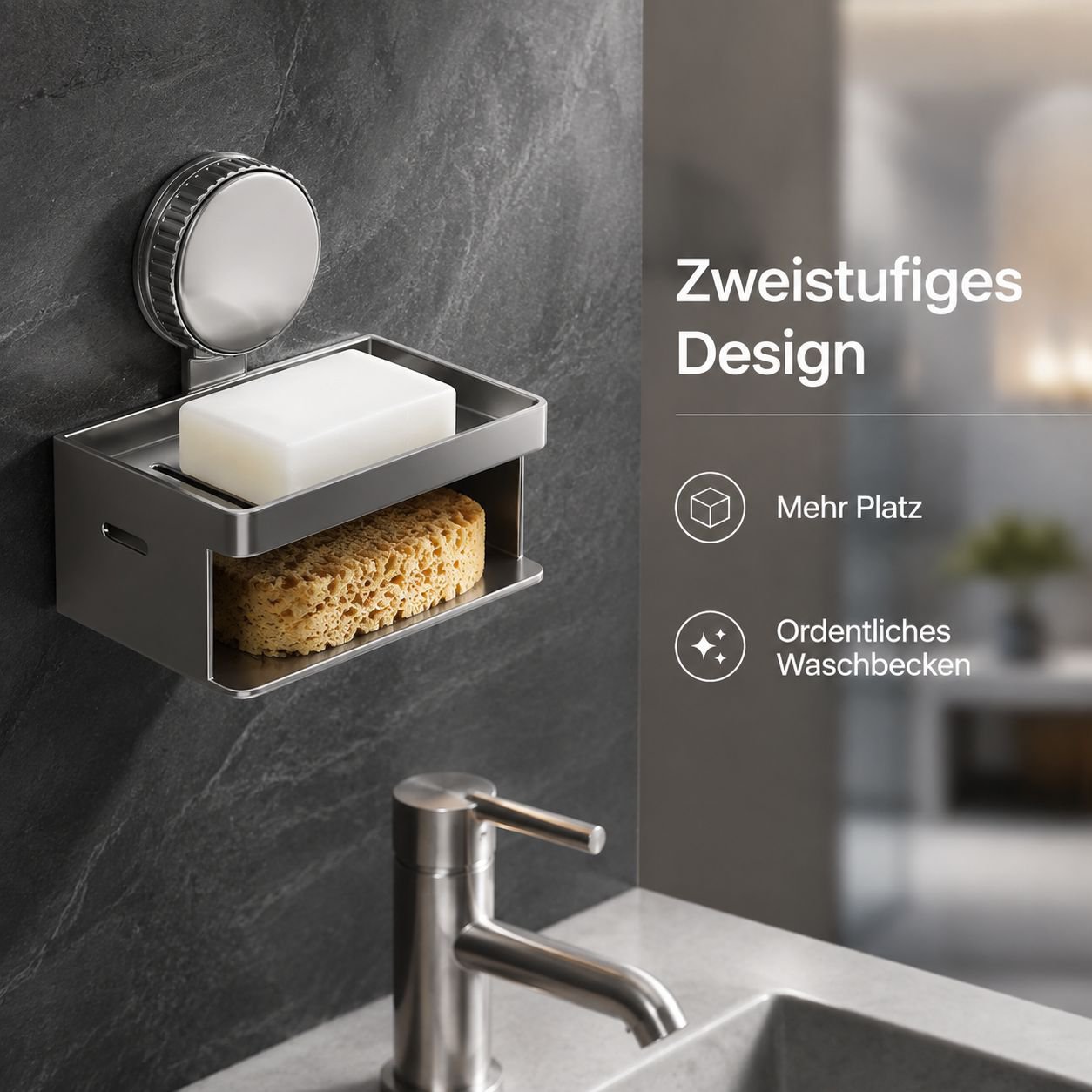 Seifenablage mit Saugnapf für das Badezimmer