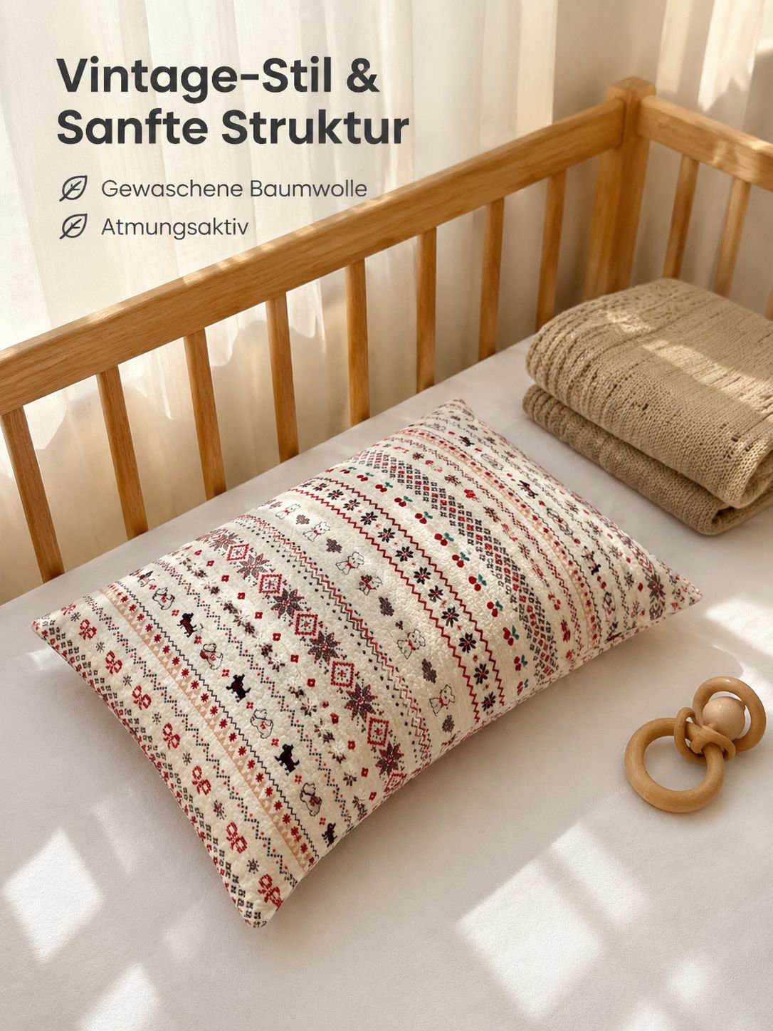 Kissenhülle aus weichem, doppellagigem, gewaschenem Baumwollstoff für Babys und Mütter, Klasse A, Pa