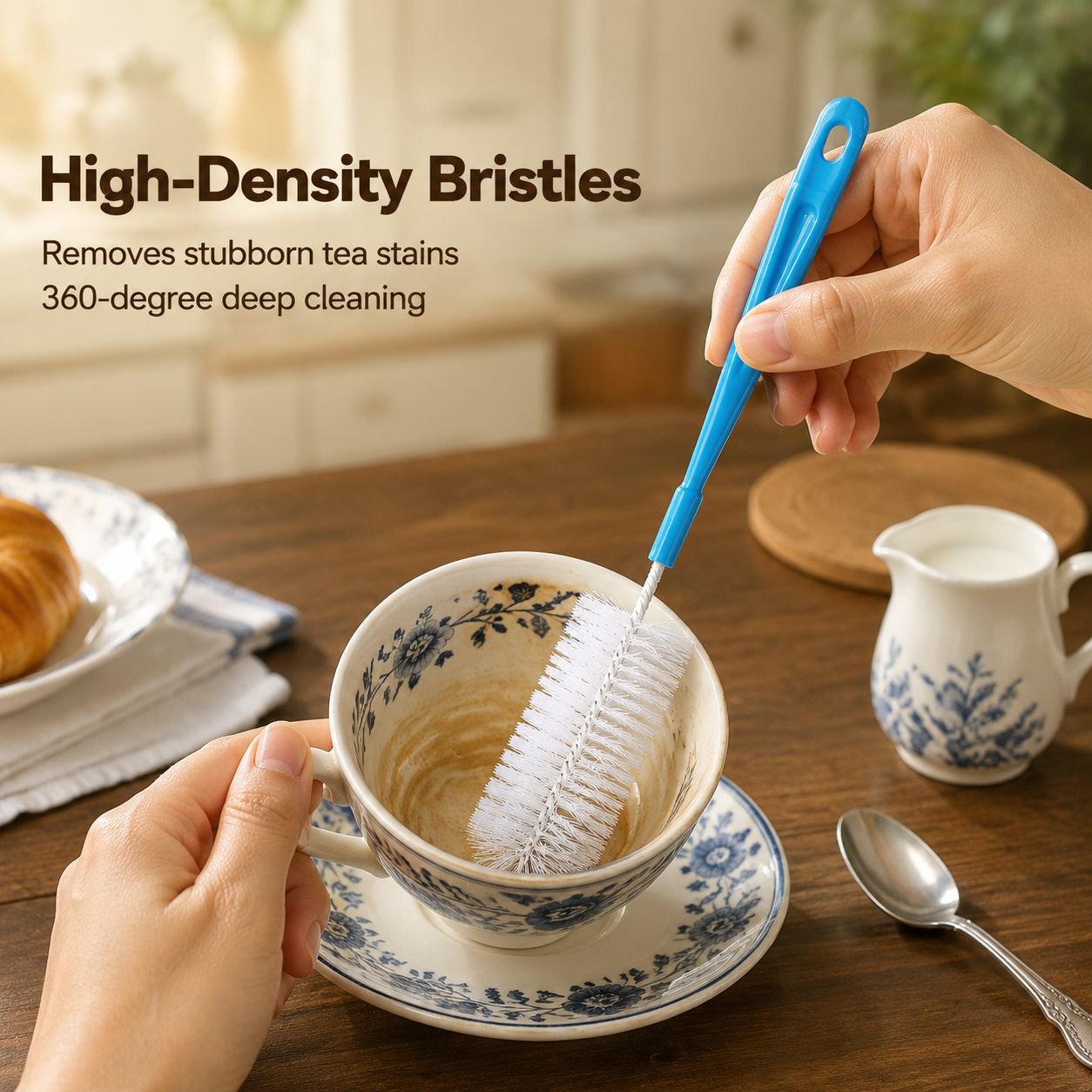 Multi-functional bottle and cup cleaning brush