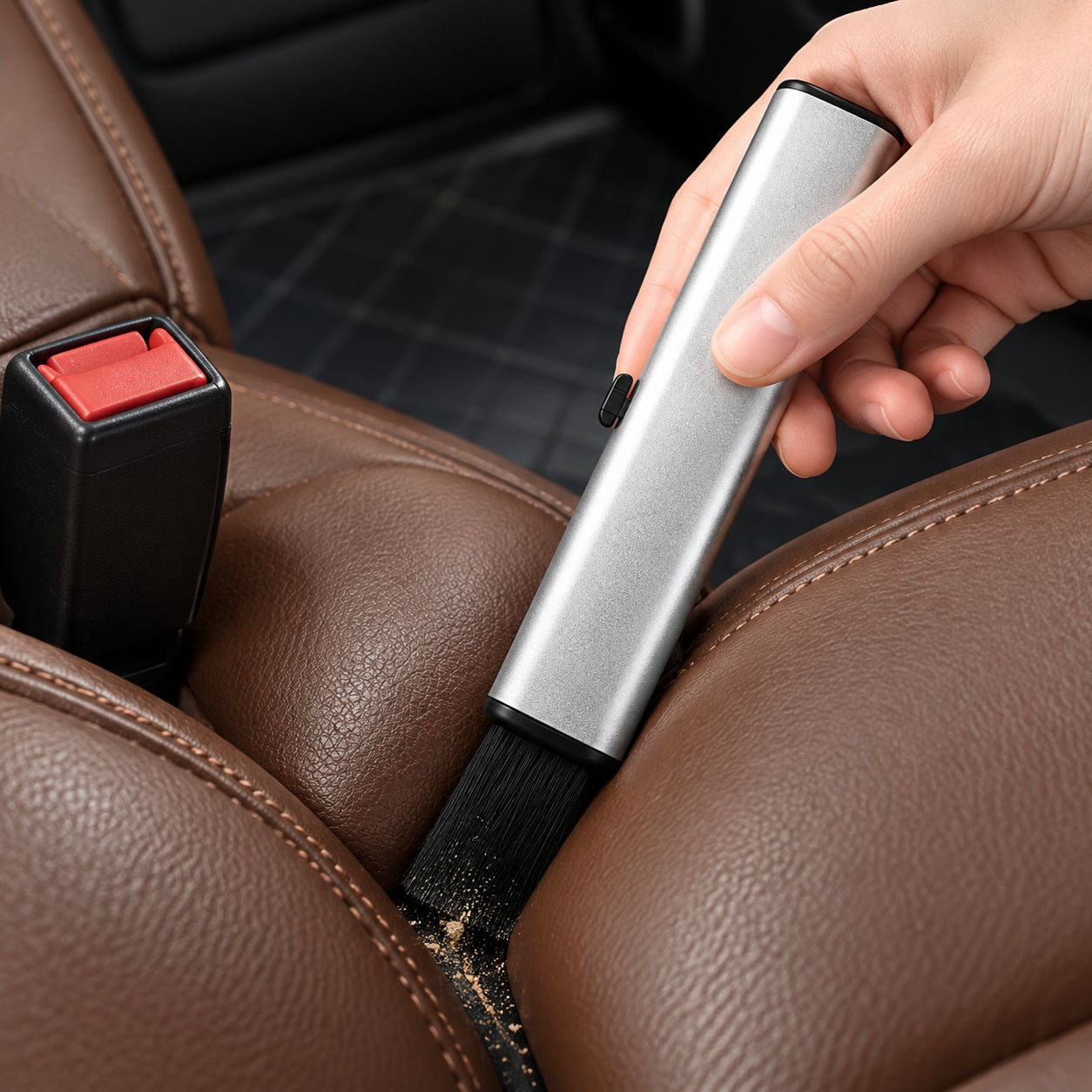 Scratch-free brush cleaning car dashboard