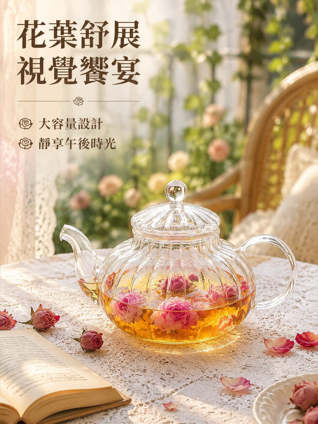 耐熱玻璃南瓜花茶壺
