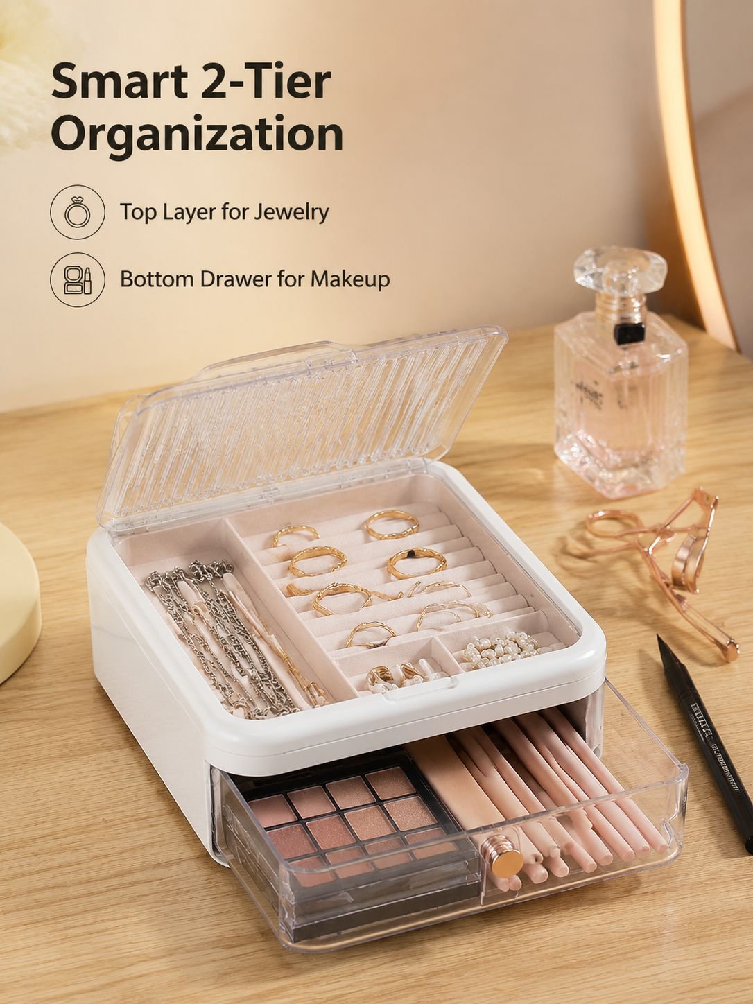 Multi-compartment jewelry storage box