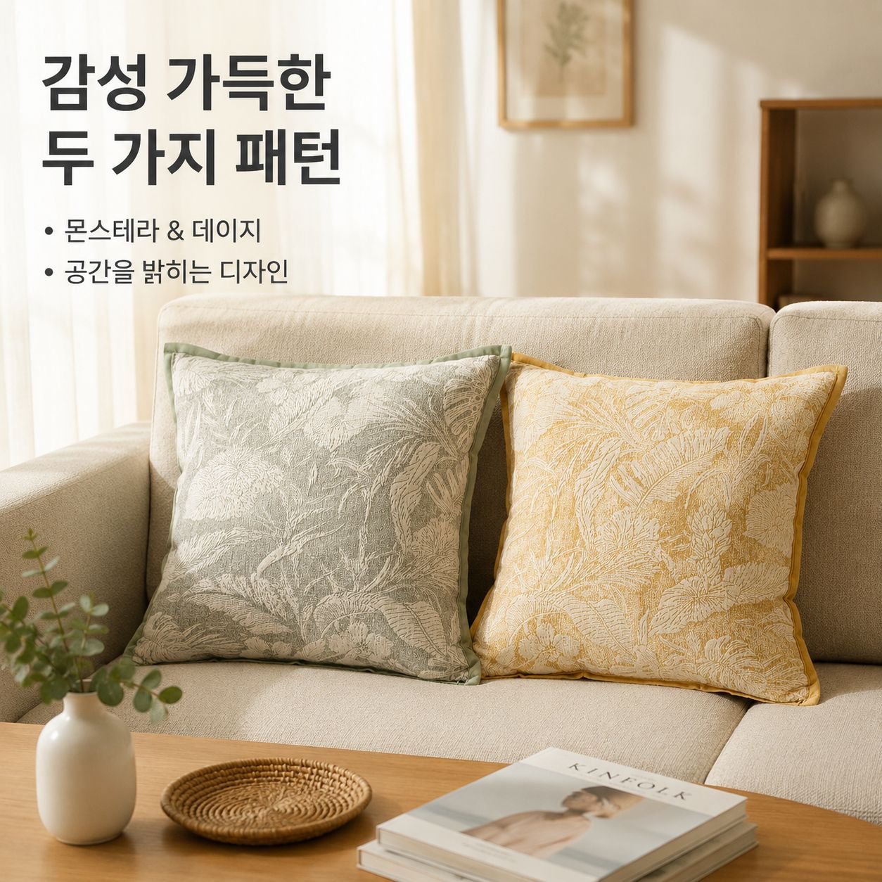 심플한 사각형 셰닐 소파 쿠션