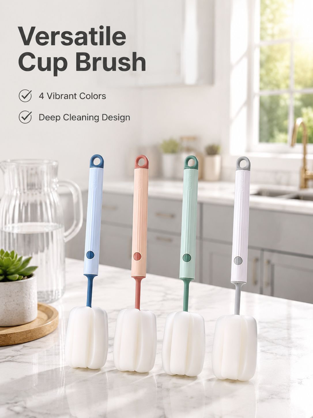 New style cup brush with long handle, a must-have for home use, a sponge brush with a replacement he