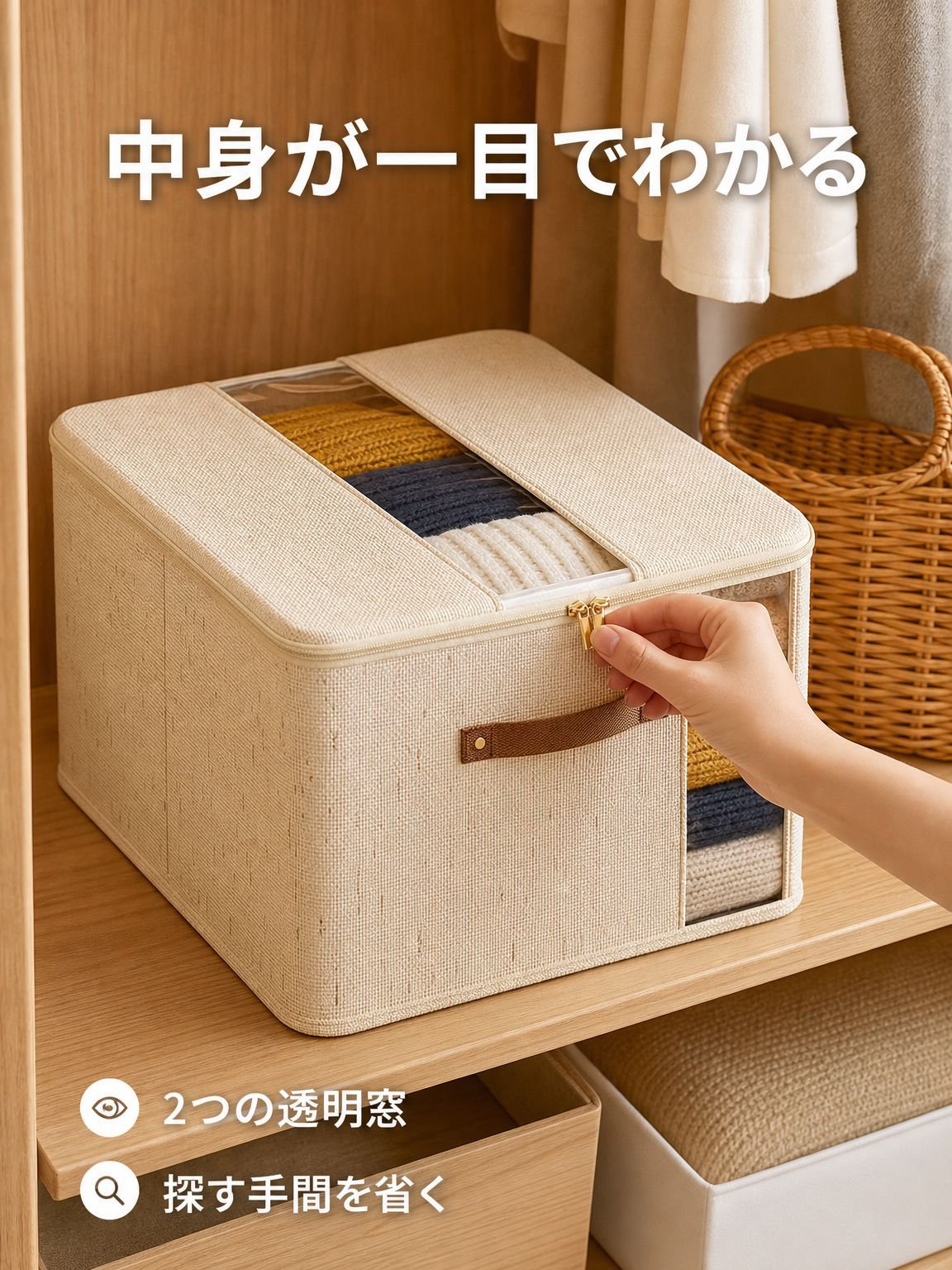 新型天山麻二重窓ジッパーボックス布団収納ボックス