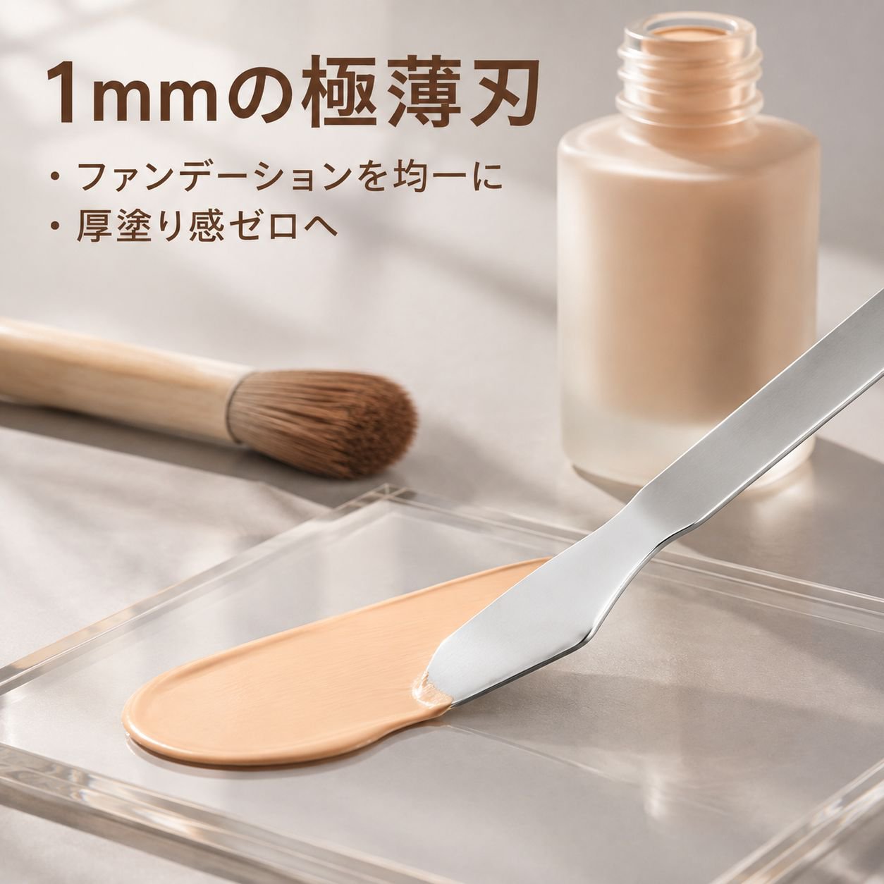 ステンレススチール製両端ファンデーションミキシングスパチュラ