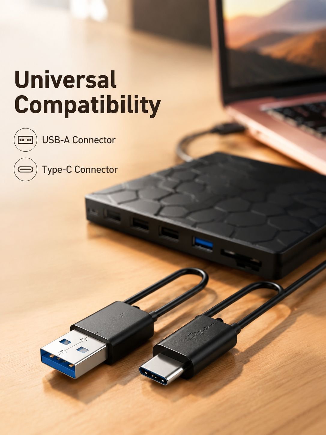 USB Multifunctional External Optical Drive with SD/TF Card Reader and Type-C Blu-ray Burner
