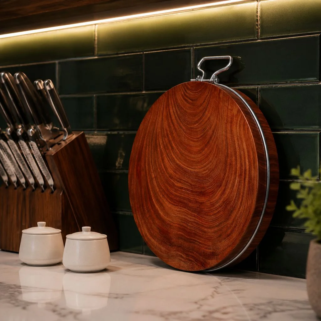 Whole Wood Thickened Round Chopping Board for Kitchen