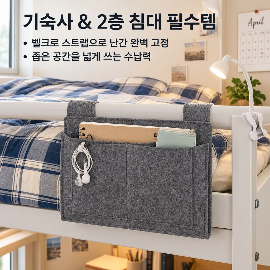 침대 옆 걸이형 펠트 수납 가방 (소파·침대용, 학생 기숙사 겸용)