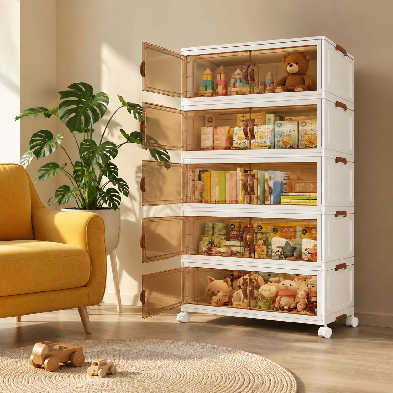 Easy to assemble foldable storage cabinet