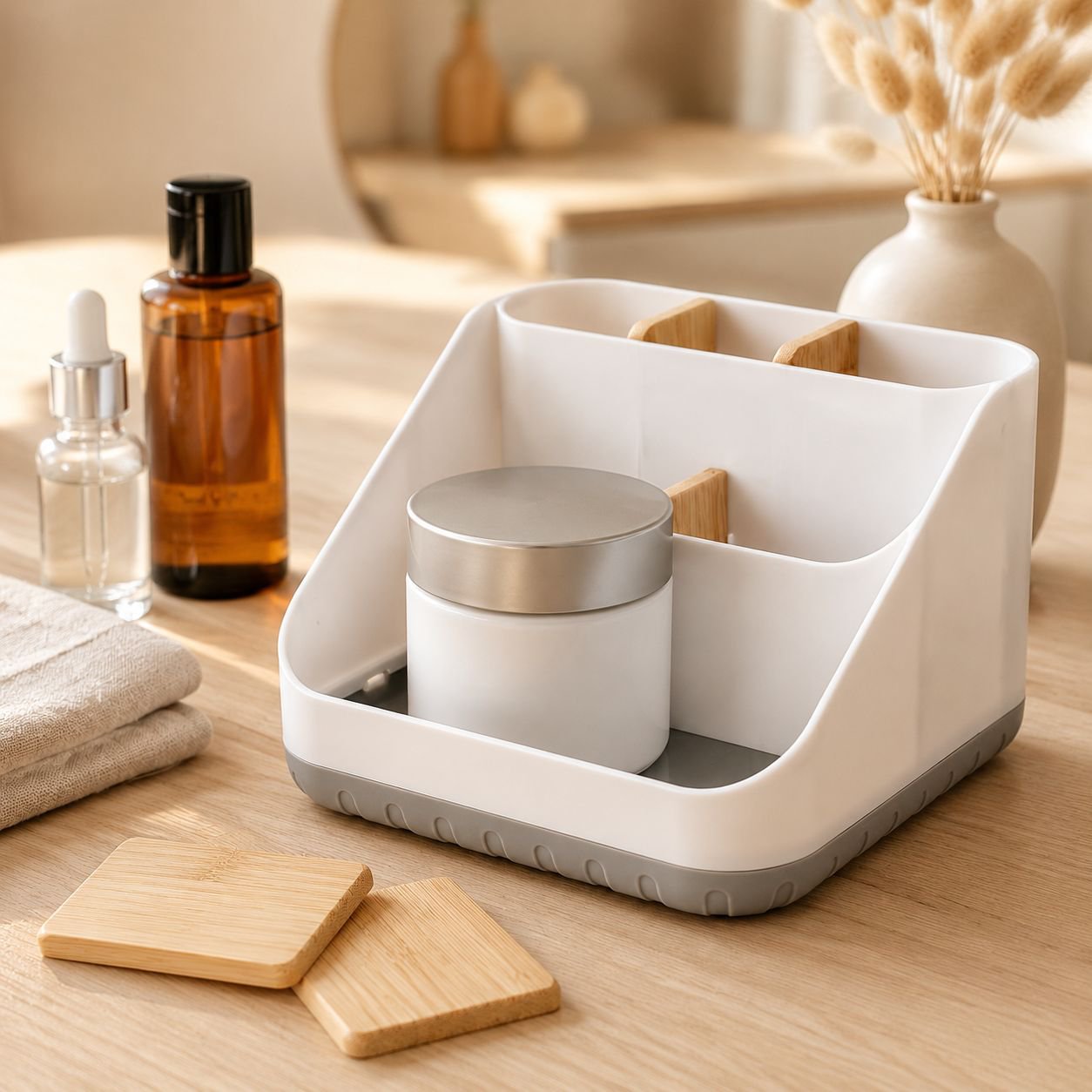 Durable plastic storage box with detachable lid