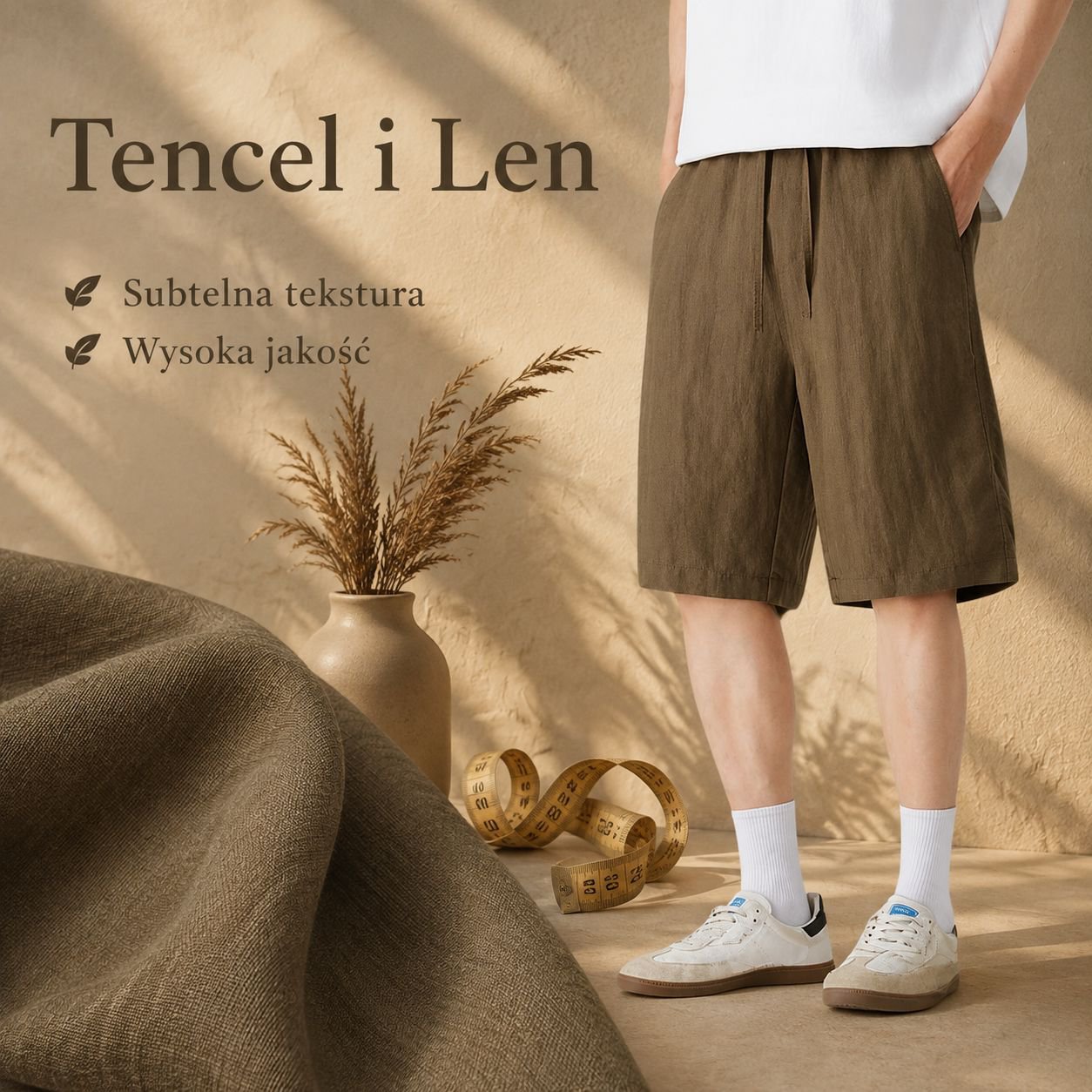 Męskie letnie, chłodne szorty lniane Tencel Lyocell