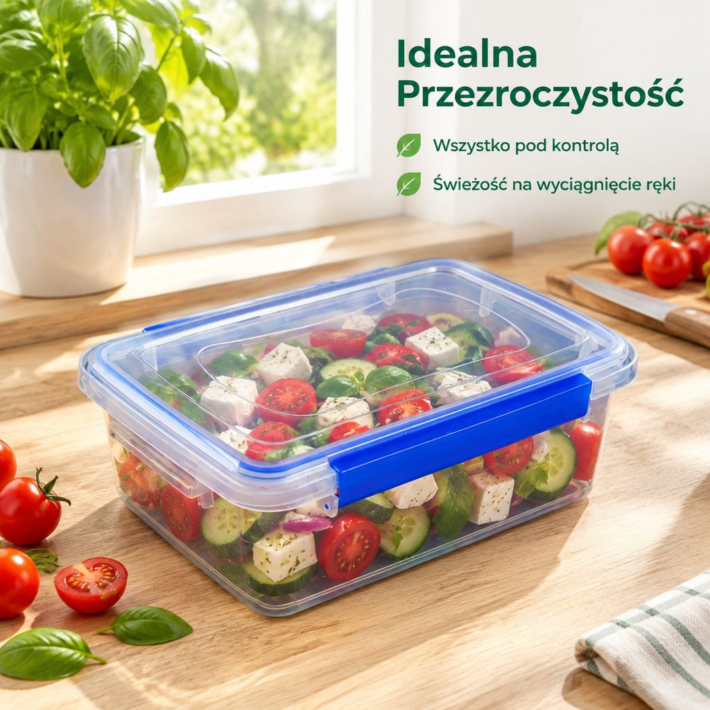 Prostokątne plastikowe pojemniki na żywność