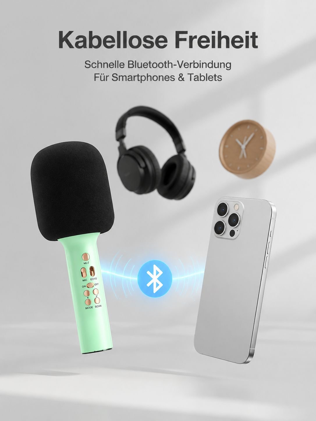 Drahtloses Bluetooth-Kondensatormikrofon, Gesangsmikrofon, Audio, integriertes Mikrofon, Mobiltelefo