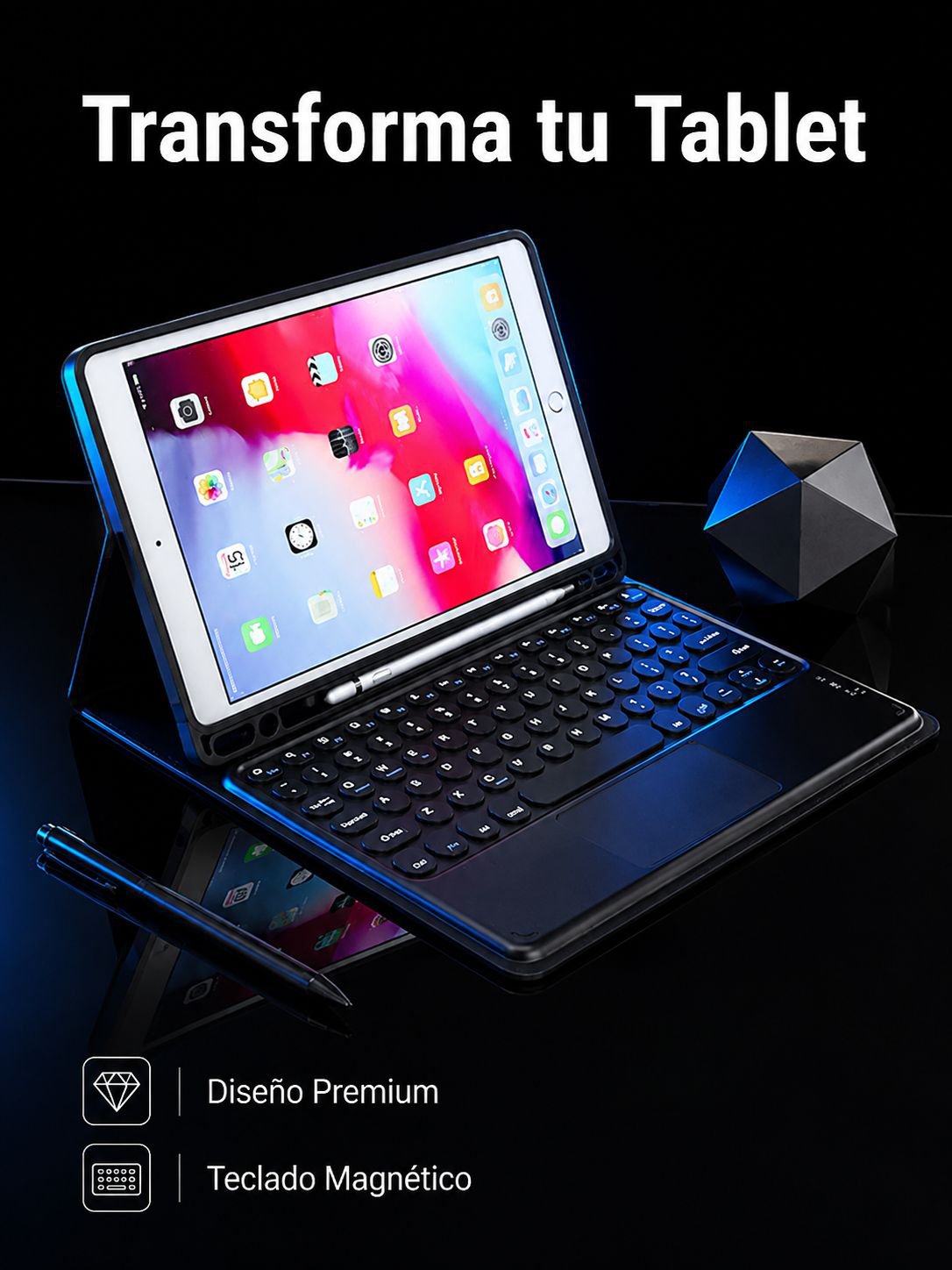 Funda para tablet con teclado táctil Bluetooth