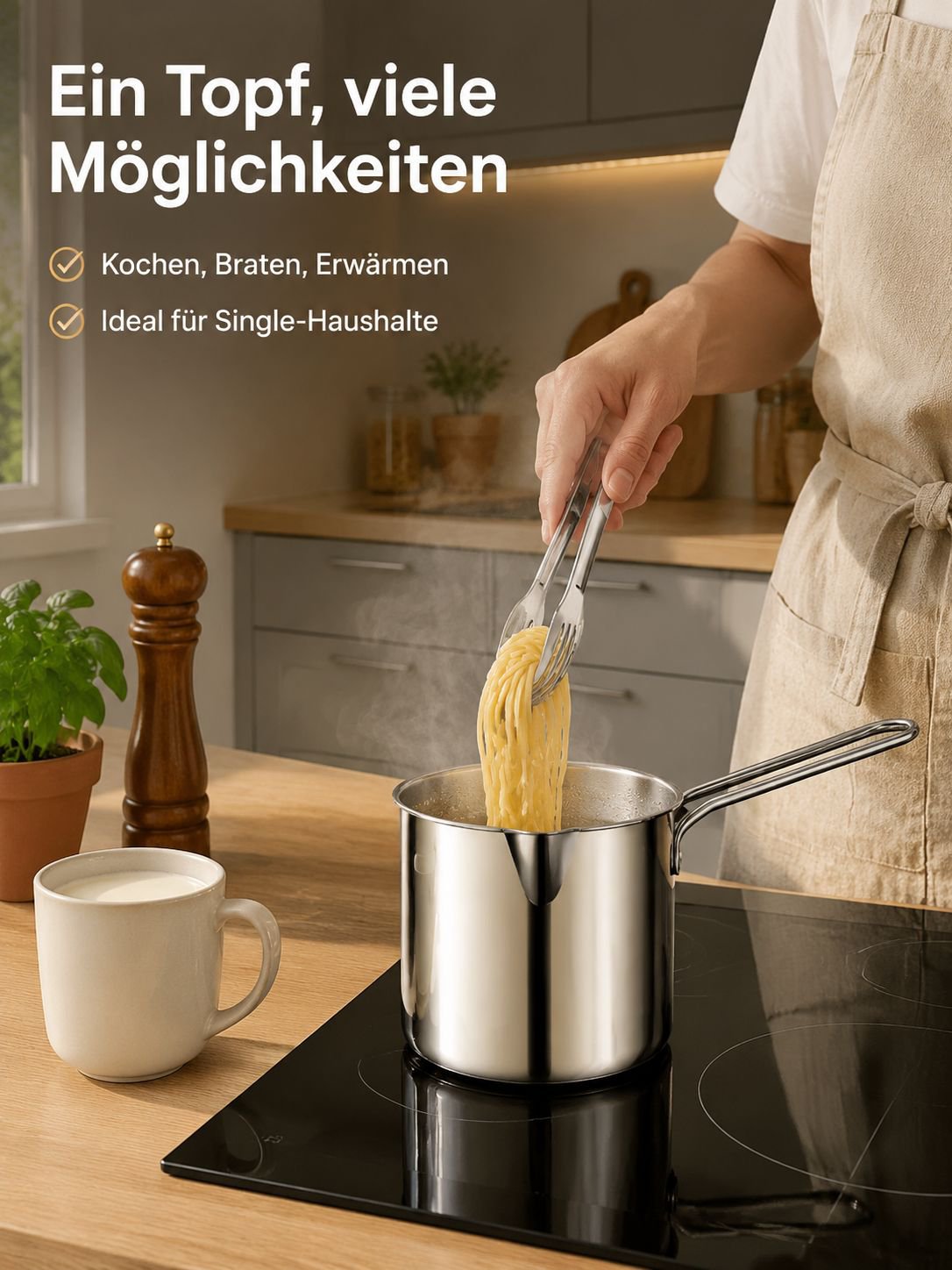 Multifunktionale Fritteuse aus Edelstahl