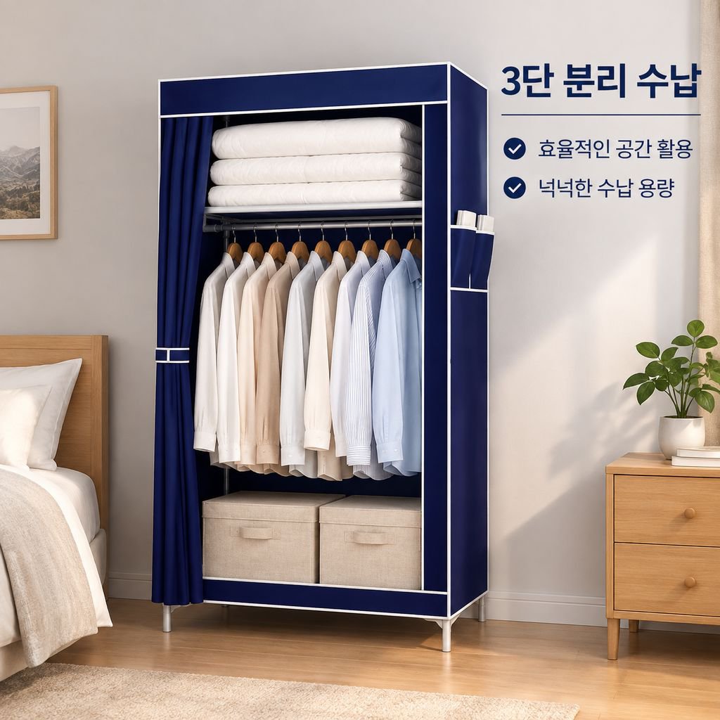 강화 스틸 패브릭 옷장 모던 심플 침실 원룸 조립식 수납 옷장