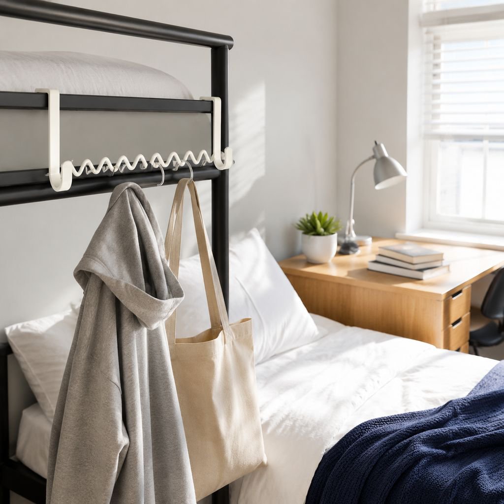 Wavy Dormitory Clothes Storage Hook hanging on wall