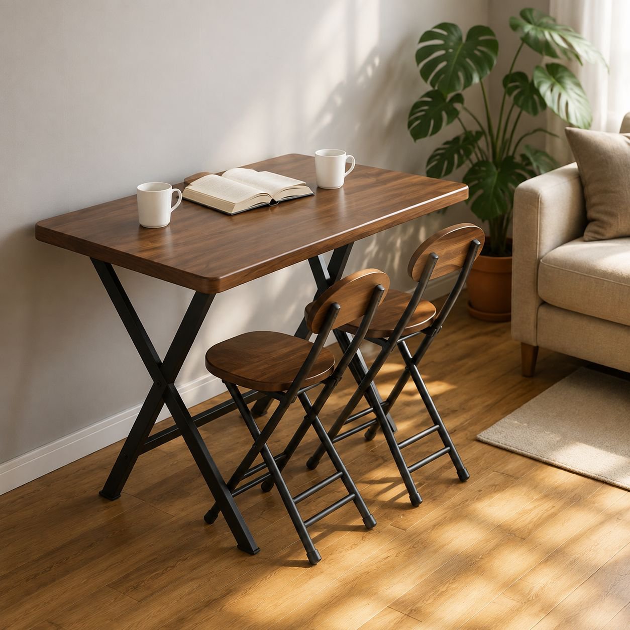 Portable folding dining table for home and outdoor use