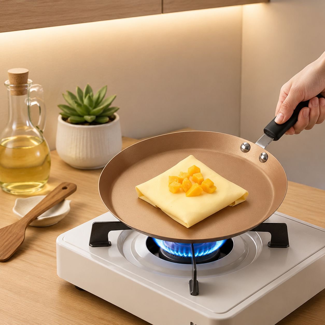 焦げ付きにくい麦飯石加工フライパン
