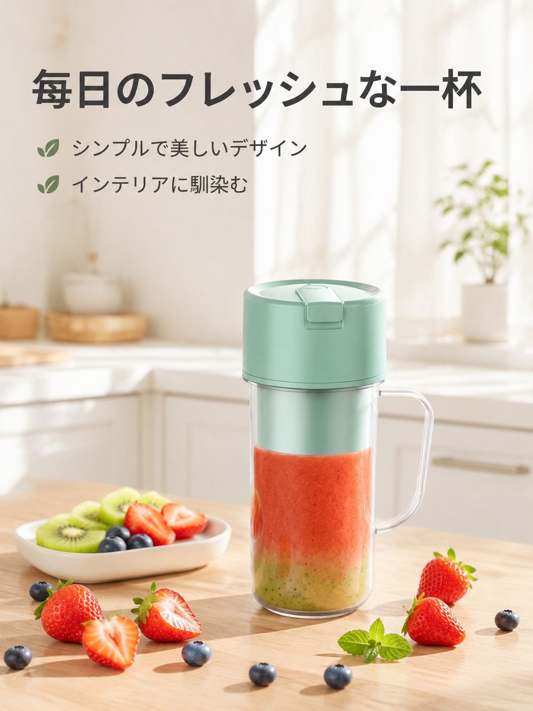 ミニ携帯ジューサー、様々な抽出カップ対応、手軽で健康