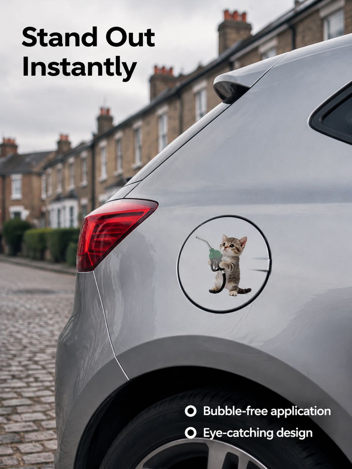 Fuel cap sticker with playful cat designs for cars