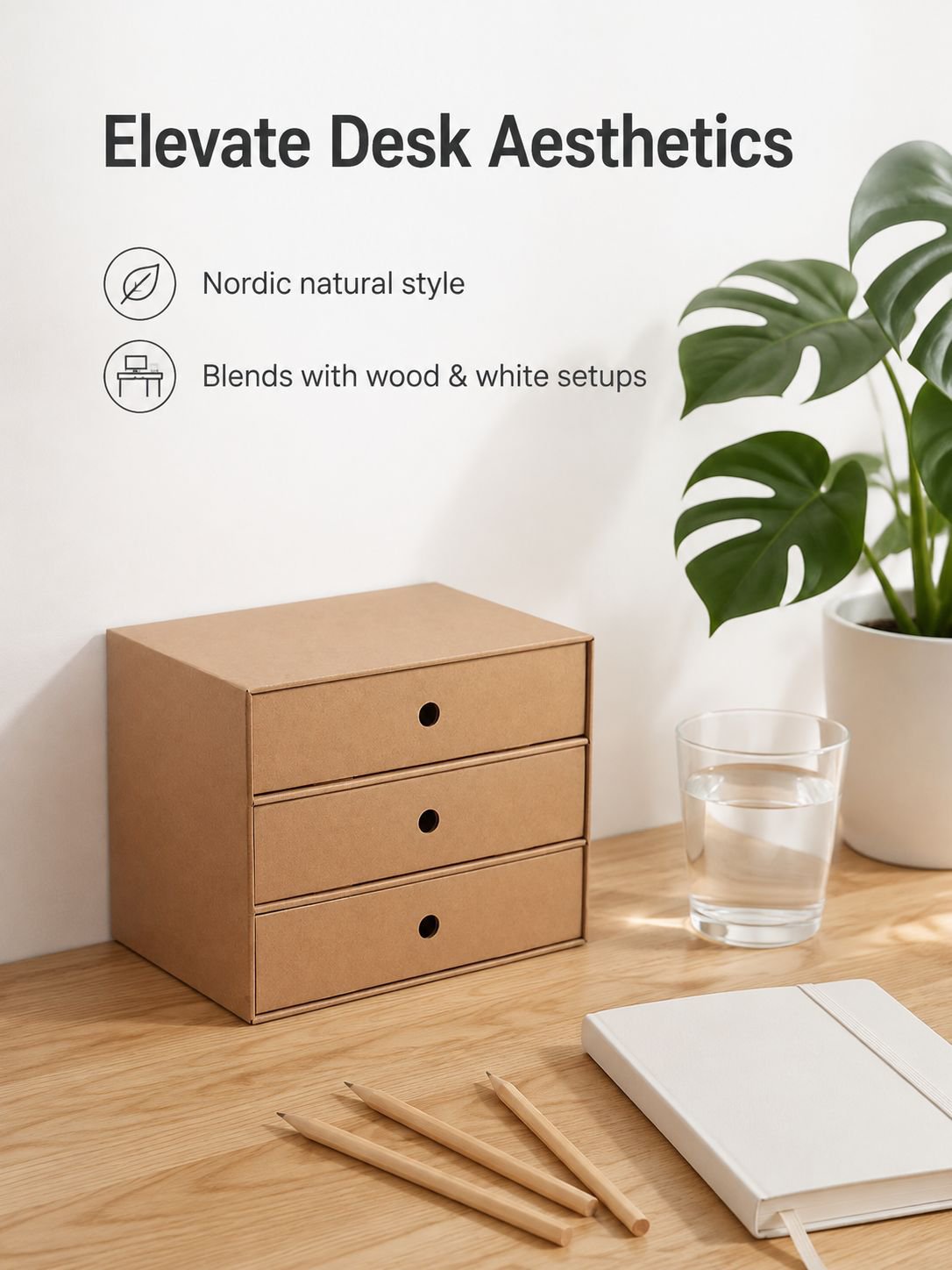 Stationery organizer box with compartments for desk items