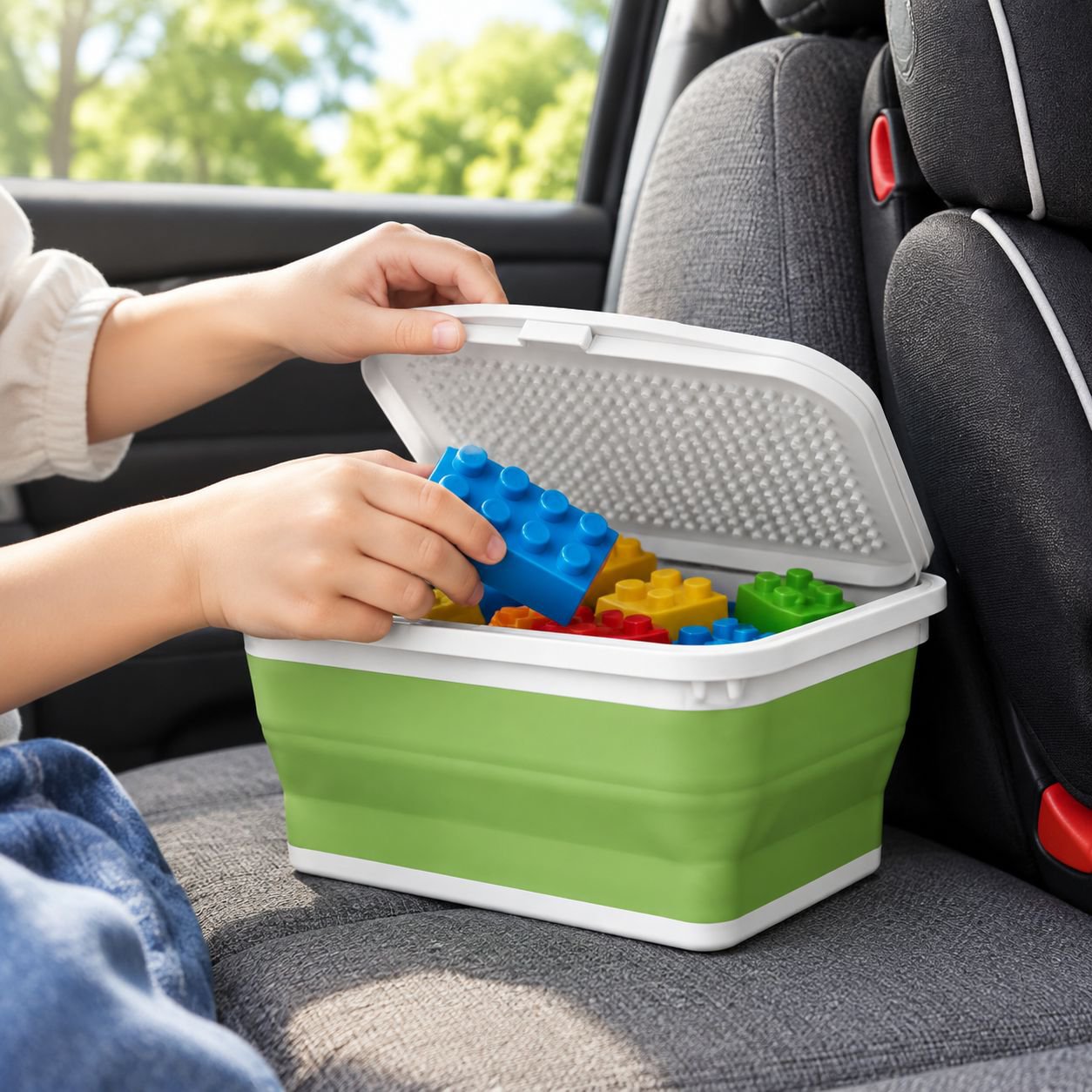 Children sorting toys in BPA-free silicone box