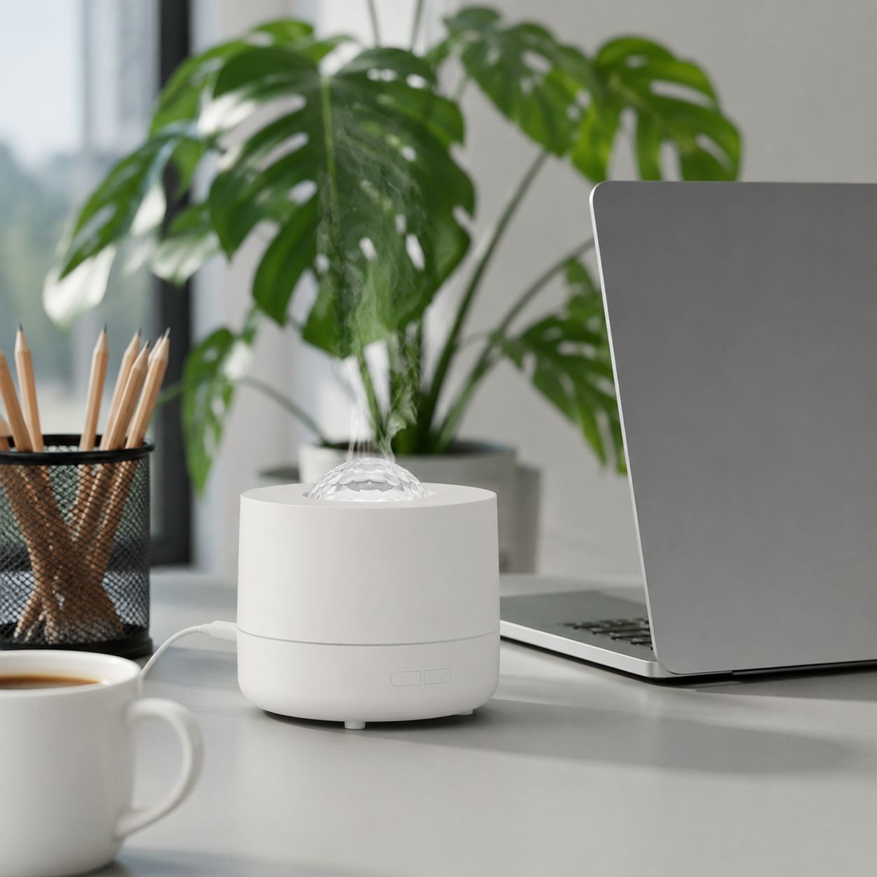 Humidifier improving air quality in workspace