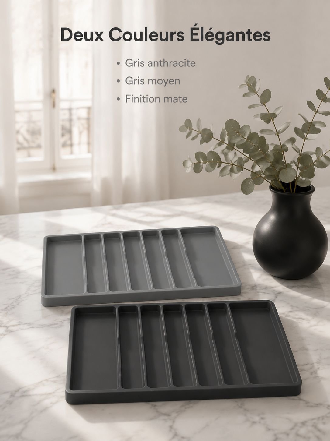 Boîte de rangement en silicone pour cuisine, séparateur de tiroir pour couverts