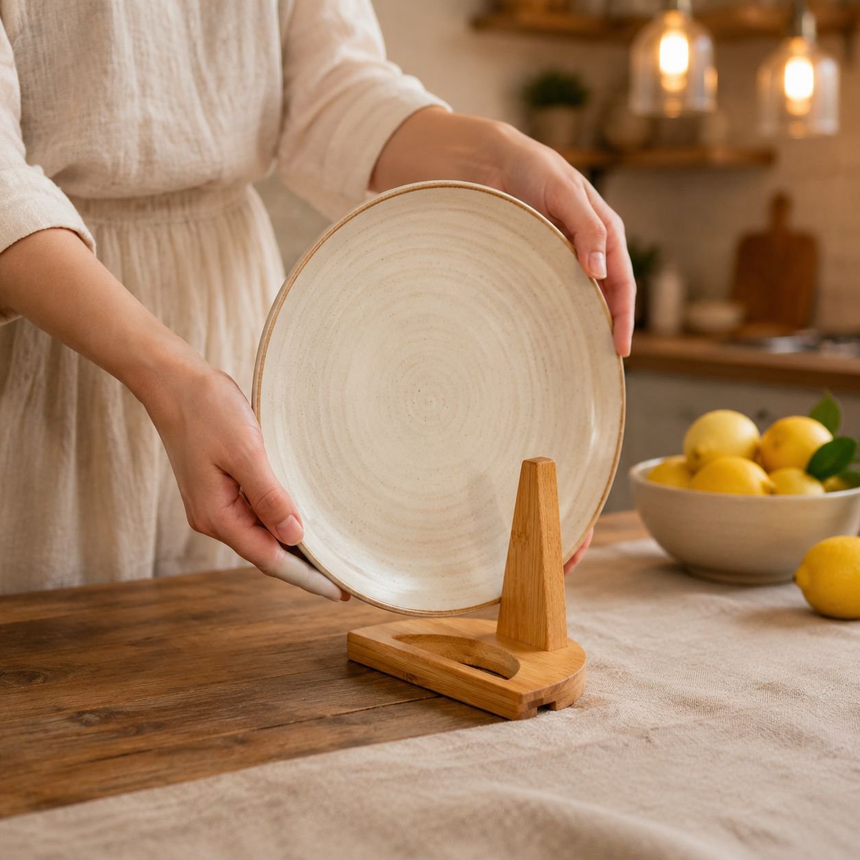 Bamboo Plate Display Stand Rack