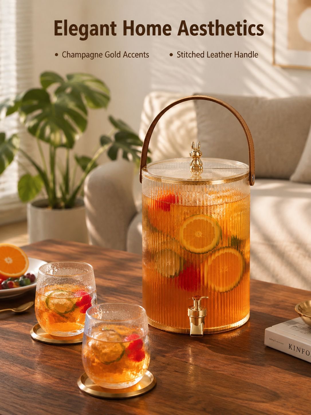 Large capacity cold water kettle with faucet, household beverage bucket