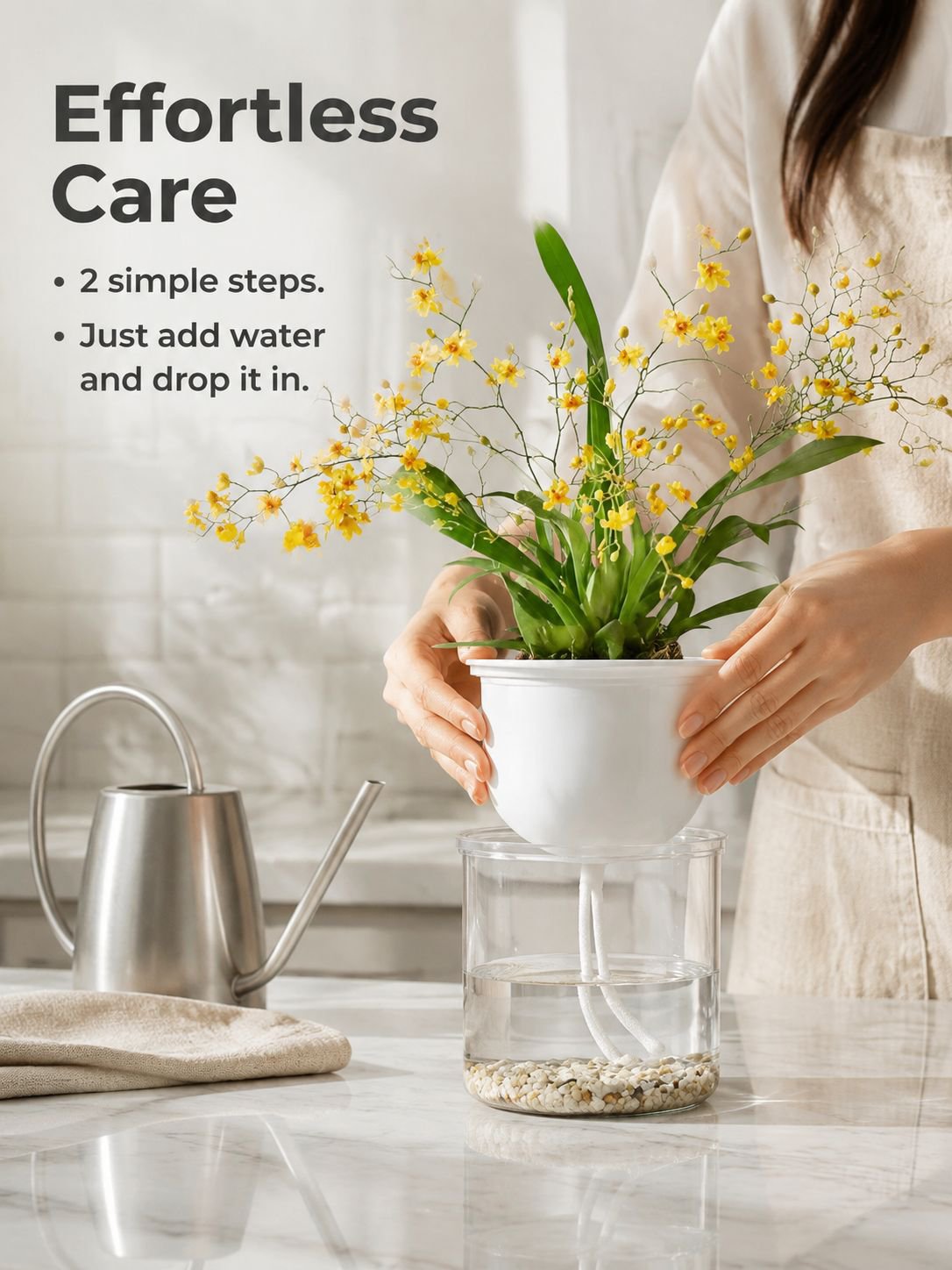 Green plants and fragrant potted flowers