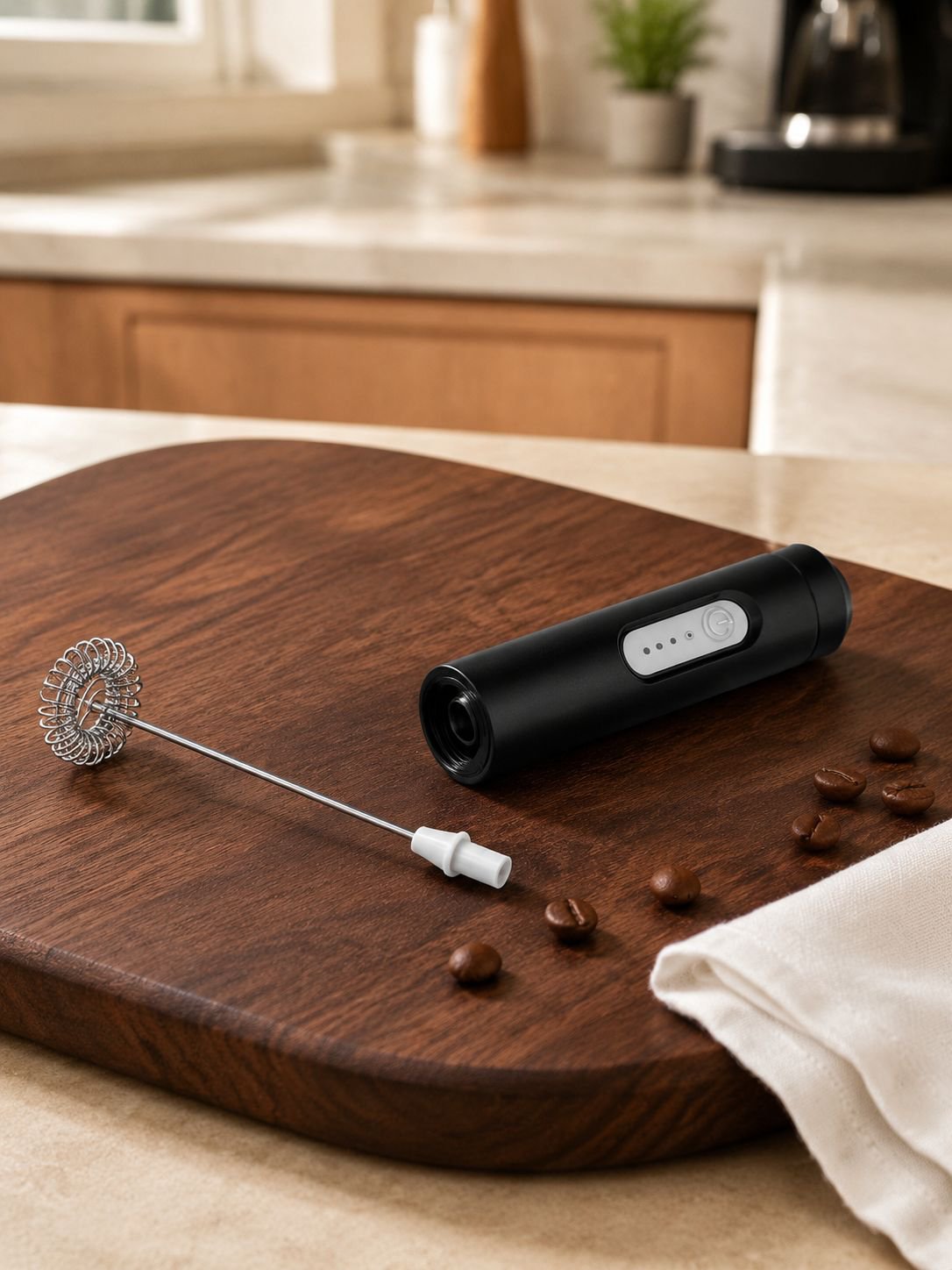 Compact handheld frother with ergonomic grip