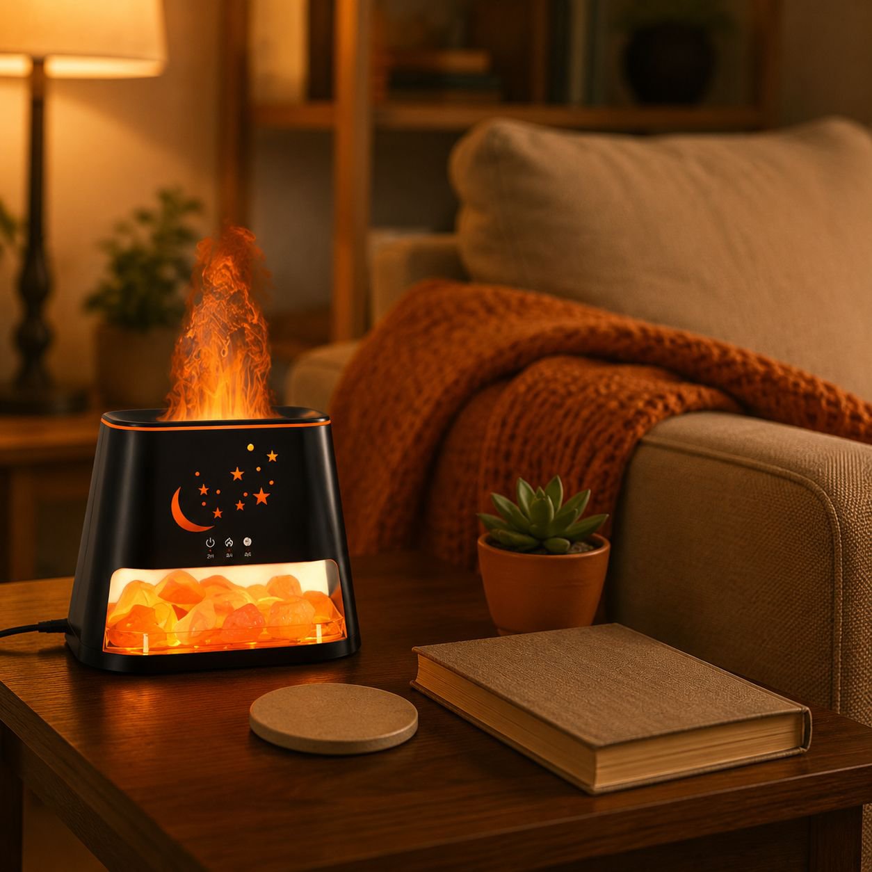 Natural Rock Salt Bonfire Aromatherapy Lamp Ultrasonic Humidifier