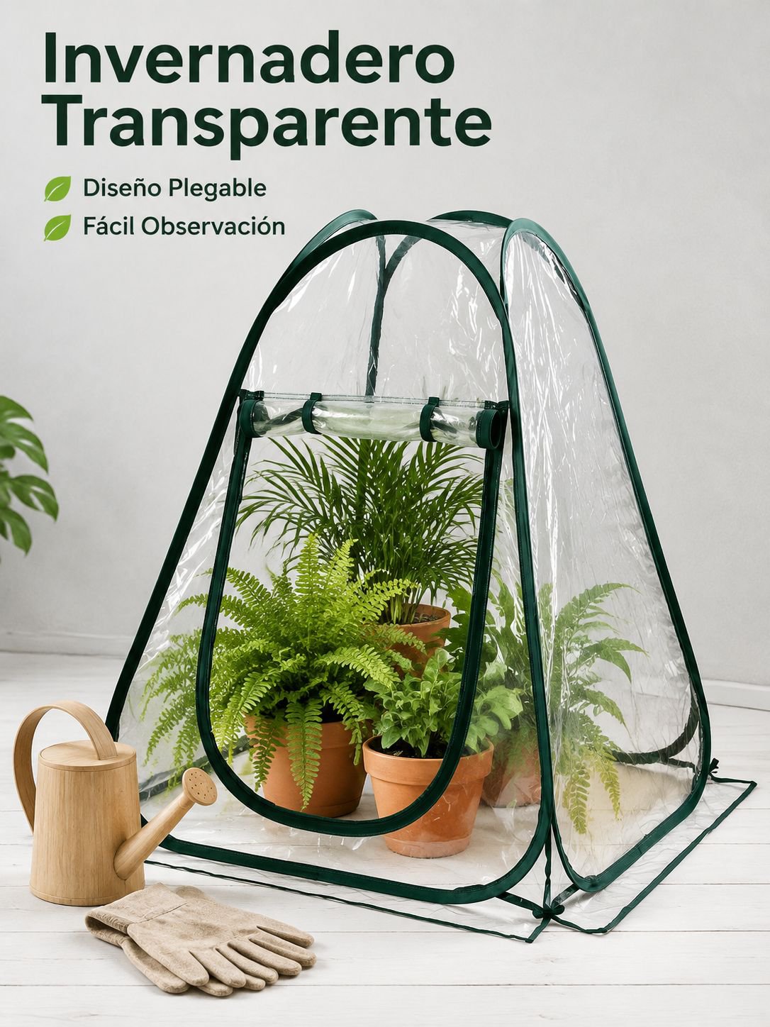 Mini invernadero de balcón, cubierta protectora transparente plegable para plantas