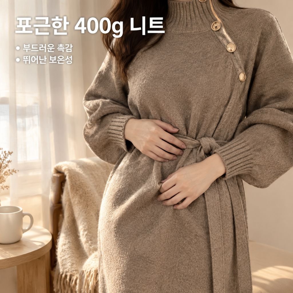 봄가을 여성 코트 이너 롱 니트 원피스 미디 스웨터 드레스