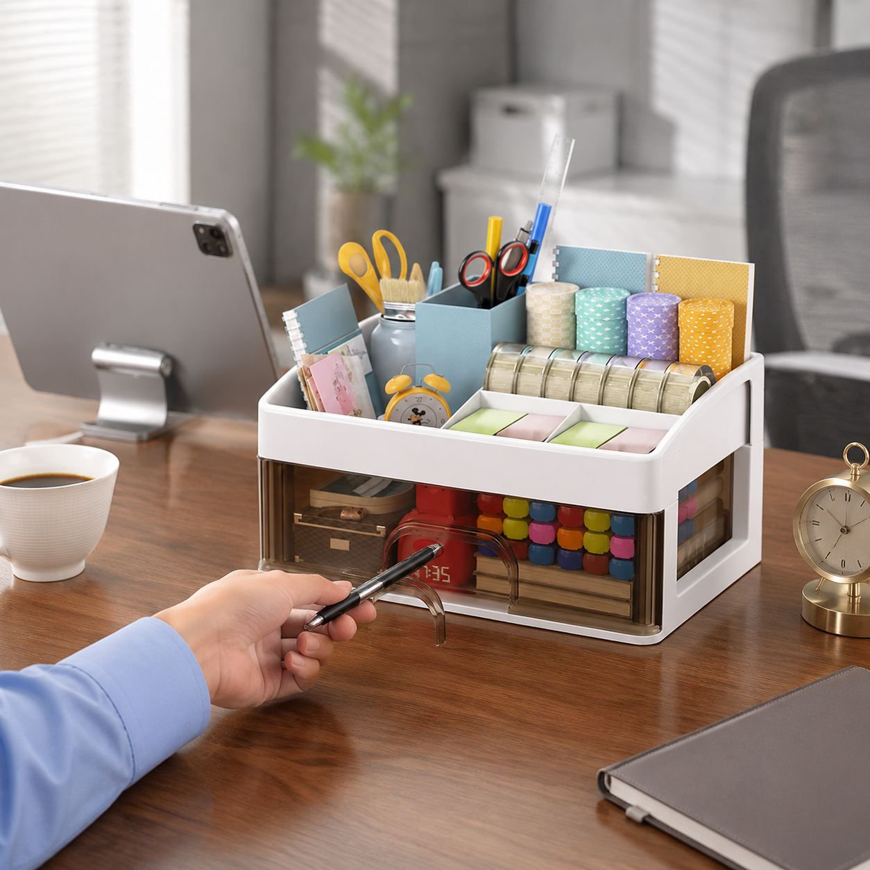 Schubladen-Typ Desktop-Aufbewahrungsbox Büro Schreibtisch Aufbewahrungsbox für Schreibwaren und Kosm